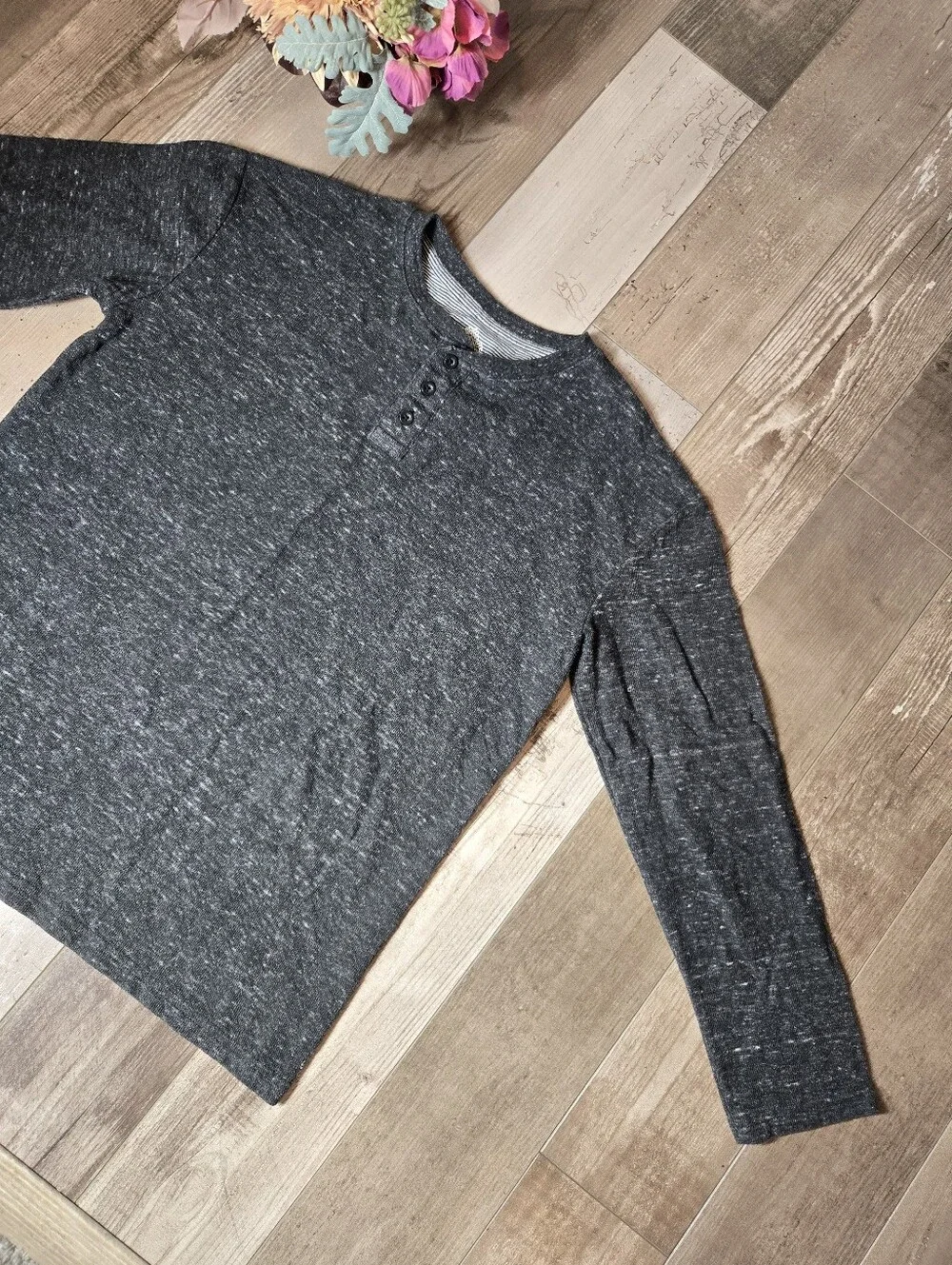 Thereabouts Boys Charcoal Henley Long Sleeve Shirt Size Large 14/16 Husky